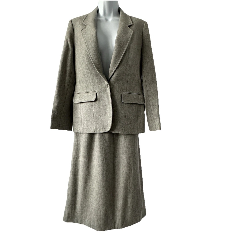 VTG Pendleton Women's Sz: 8 Classic Gray 100% Wool Skirt Suit USA Made